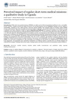 Perceived impact of regular short-term medical missions: a qualitative study in Uganda